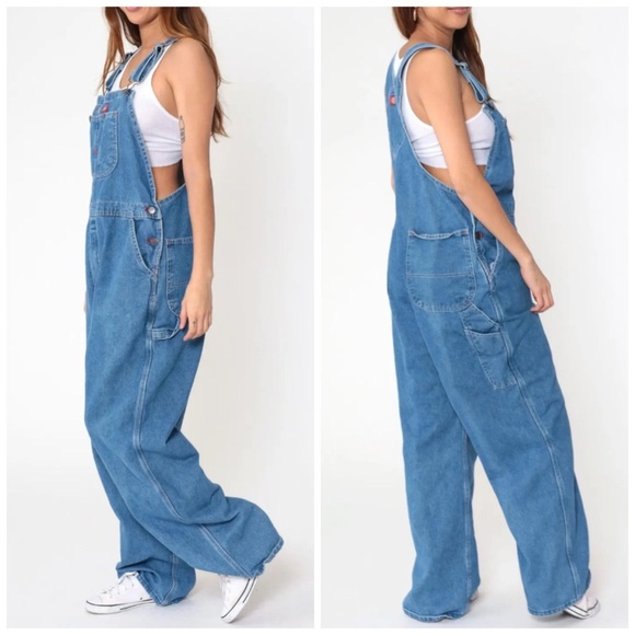 Dickies Overalls Y2K Utility Hammer Loop Blue Denim Bib Overall Pants 30X32 - Picture 14 of 16